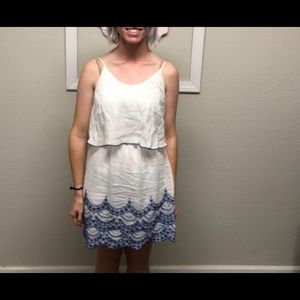 White with Blue Detail Dress